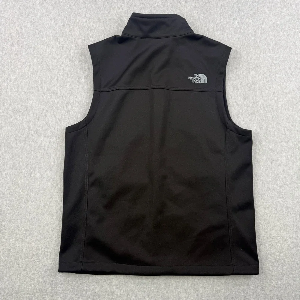 The North Face Vest Mens Medium Black Windwall Full Zip Belle‎ Glos Wine Logo